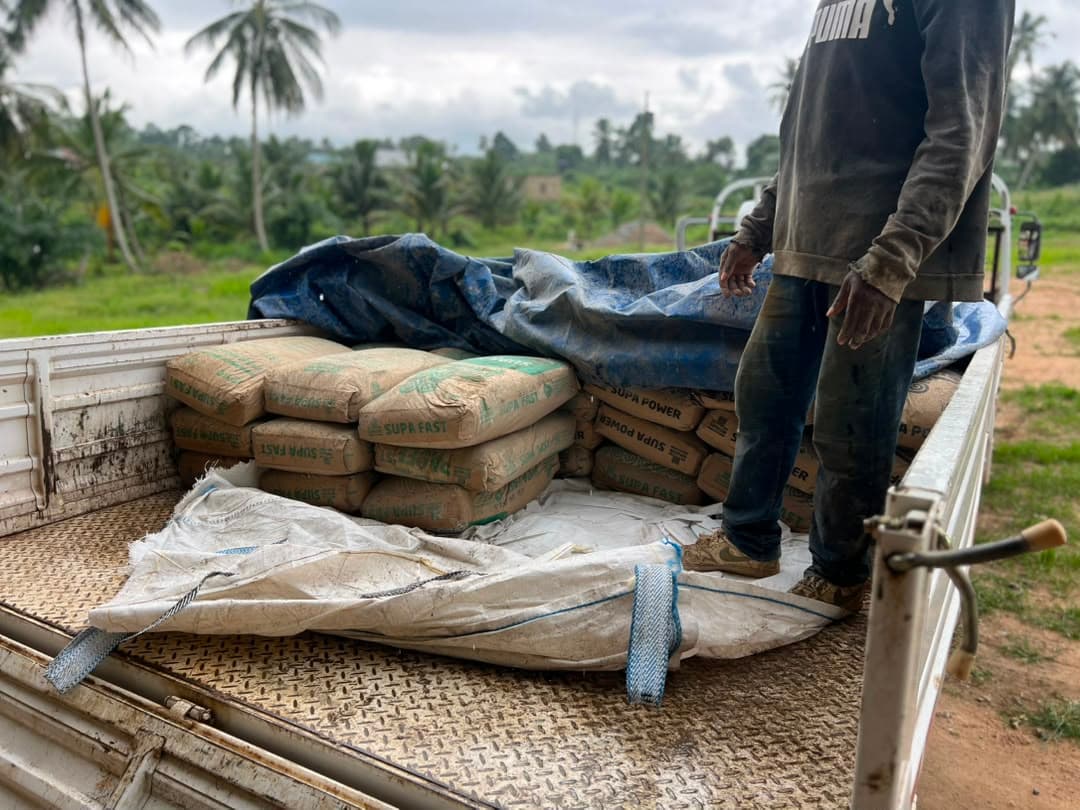 Gifty Yaa Owusu and Shepherd Family International Support the JHS Project with 50 Bags of Cement